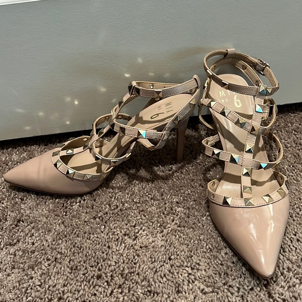 Studded nude heels
